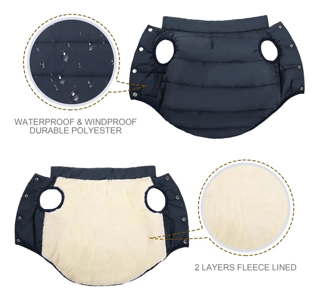 Reversible Double-Sided Puffer Dog Coat | Waterproof, Quilted Warmth & Packable Jacket | Small to Large Dogs