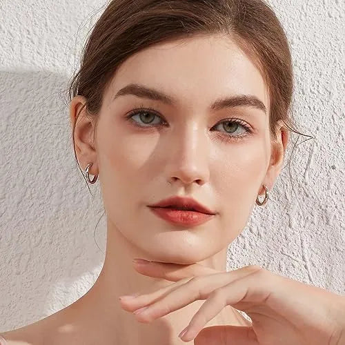 BAMOER 925 Sterling Silver Huggie Hoop Earrings | Gold Plated Minimalist Hoops | Fine Jewellery Multi-Piercing Set