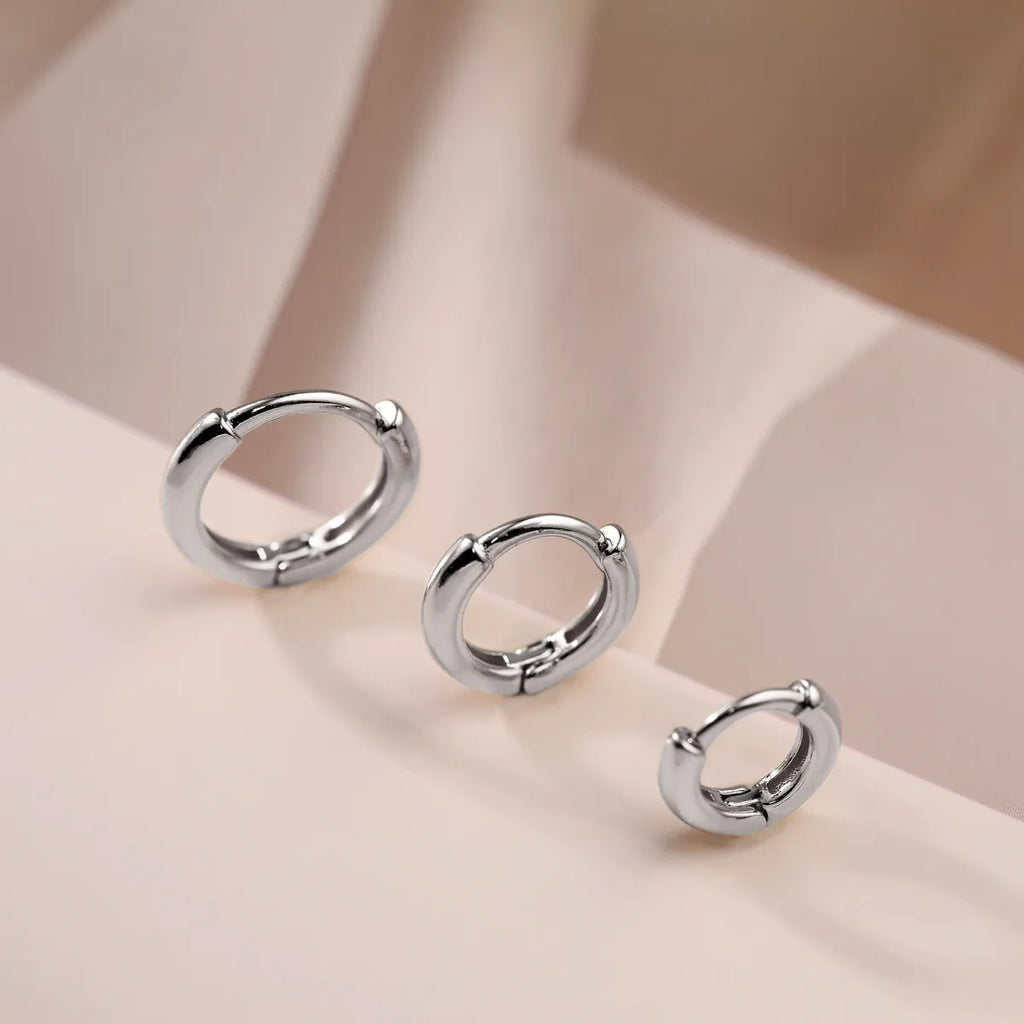 BAMOER 925 Sterling Silver Huggie Hoop Earrings | Gold Plated Minimalist Hoops | Fine Jewellery Multi-Piercing Set