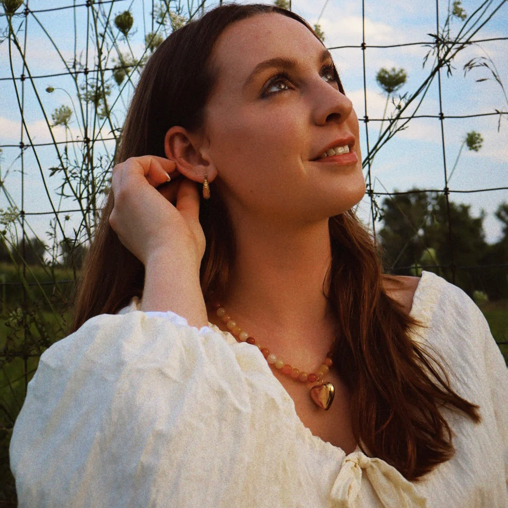 Peri'sBox Women's Multi-color Natural Stone Beaded Choker | Gold Plated Stainless Steel Heart Pendant | Bohemia Trendy