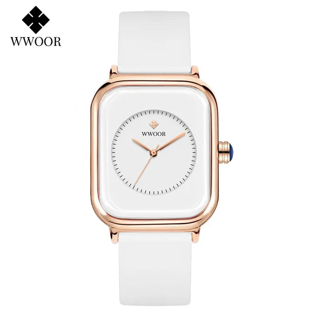 WWOOR Luxury Women's Watch, Quartz, Waterproof, Silicone Strap