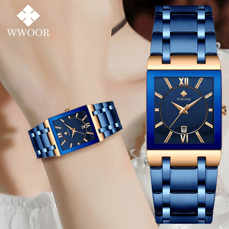 WWOOR 2024 Luxury Women's Watch, Quartz movement, square dial.