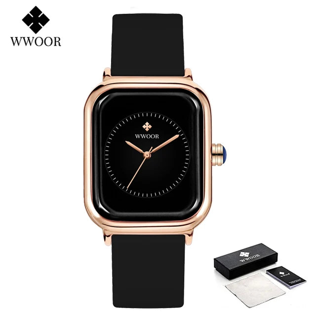 WWOOR Luxury Women's Watch, Quartz, Waterproof, Silicone Strap