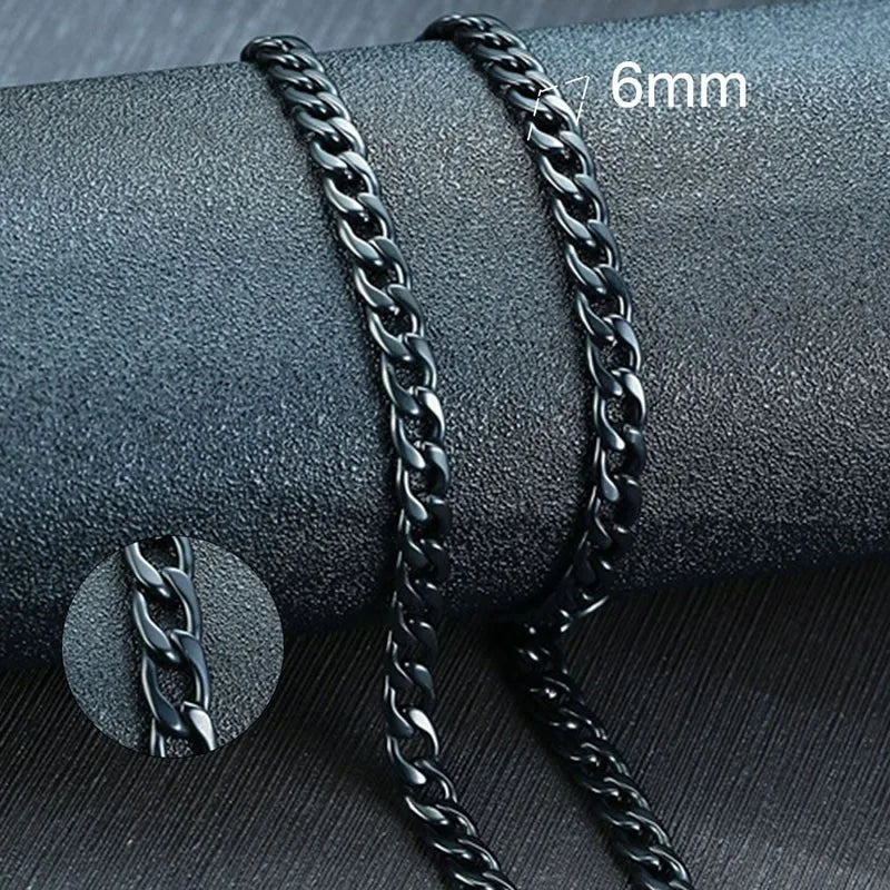 VNOX Men's Cuban Link Chain Necklace | Stainless Steel | Anti-Allergy, Non-Fade | Silver, Gold & Black Chain