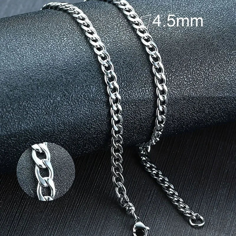 VNOX Men's Cuban Link Chain Necklace | Stainless Steel | Anti-Allergy, Non-Fade | Silver, Gold & Black Chain