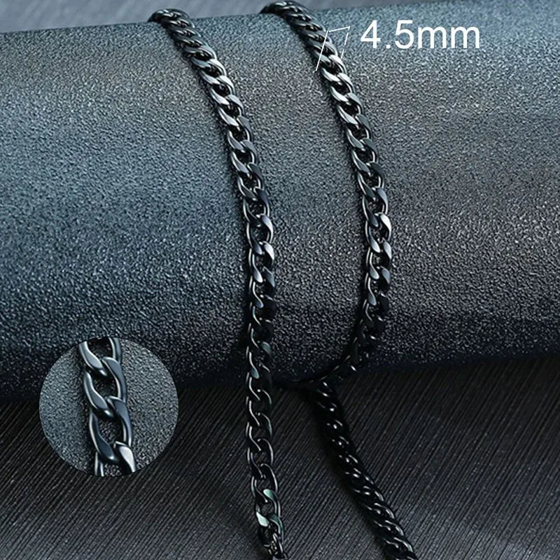 VNOX Men's Cuban Link Chain Necklace | Stainless Steel | Anti-Allergy, Non-Fade | Silver, Gold & Black Chain