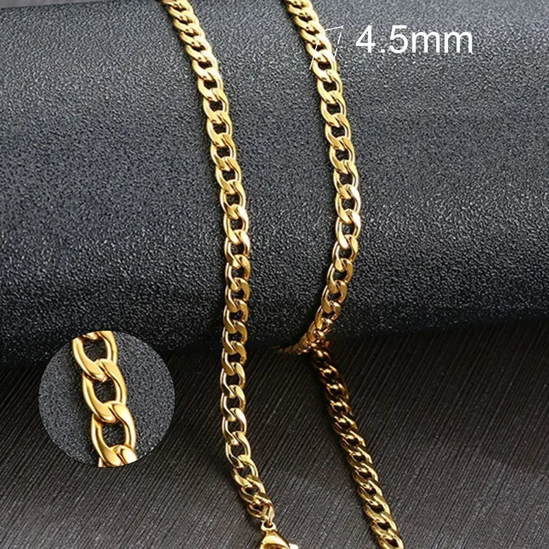 VNOX Men's Cuban Link Chain Necklace | Stainless Steel | Anti-Allergy, Non-Fade | Silver, Gold & Black Chain