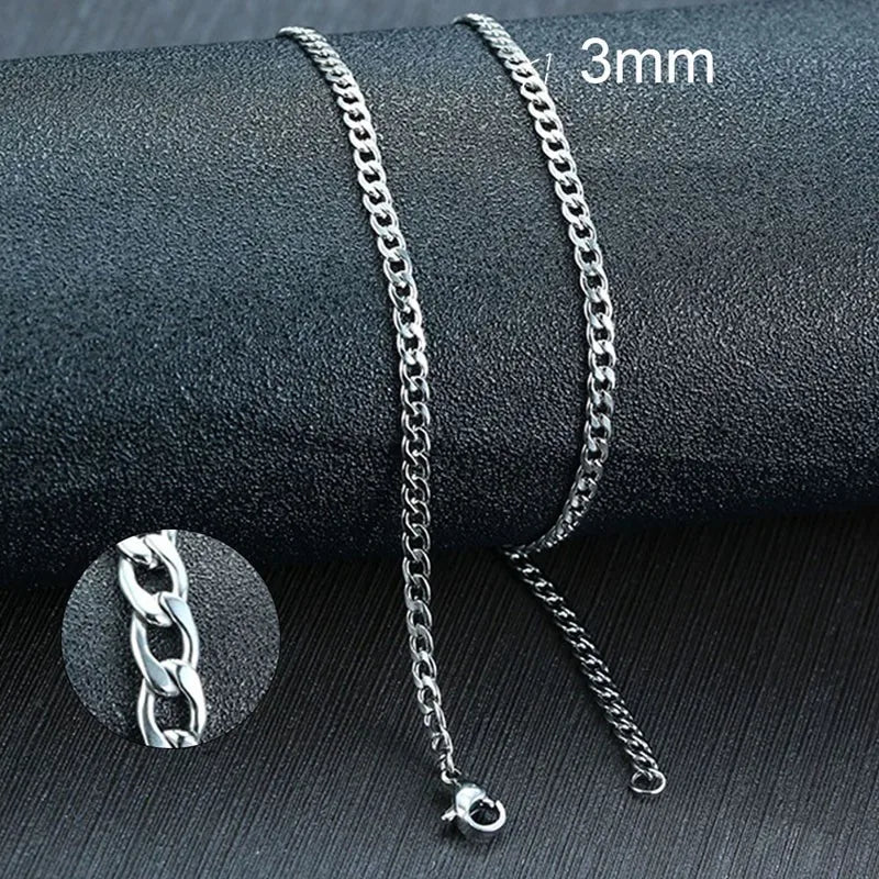 VNOX Men's Cuban Link Chain Necklace | Stainless Steel | Anti-Allergy, Non-Fade | Silver, Gold & Black Chain