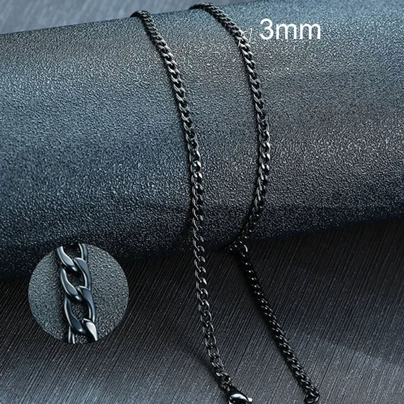 VNOX Men's Cuban Link Chain Necklace | Stainless Steel | Anti-Allergy, Non-Fade | Silver, Gold & Black Chain
