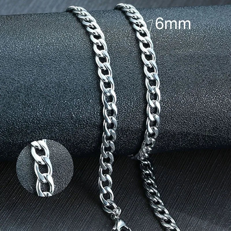 VNOX Men's Cuban Link Chain Necklace | Stainless Steel | Anti-Allergy, Non-Fade | Silver, Gold & Black Chain
