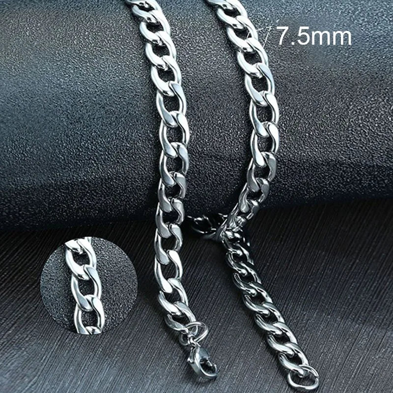 VNOX Men's Cuban Link Chain Necklace | Stainless Steel | Anti-Allergy, Non-Fade | Silver, Gold & Black Chain
