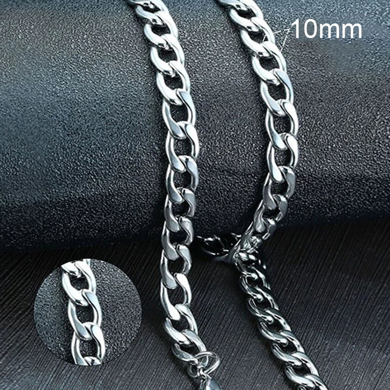 VNOX Men's Cuban Link Chain Necklace | Stainless Steel | Anti-Allergy, Non-Fade | Silver, Gold & Black Chain