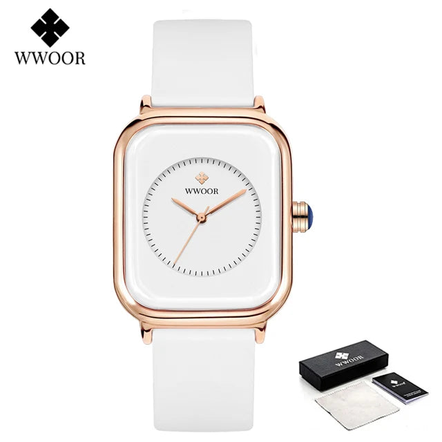 WWOOR Luxury Women's Watch, Quartz, Waterproof, Silicone Strap