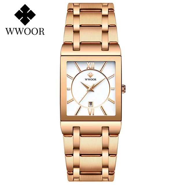WWOOR 2024 Luxury Women's Watch, Quartz movement, square dial.