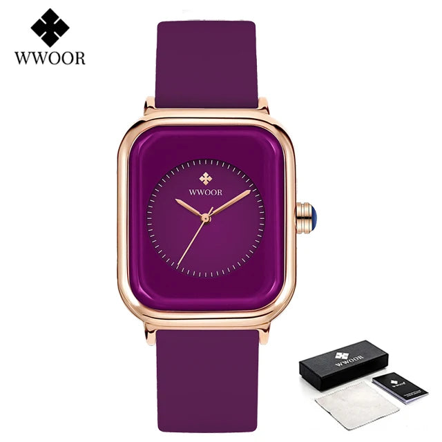 WWOOR Luxury Women's Watch, Quartz, Waterproof, Silicone Strap