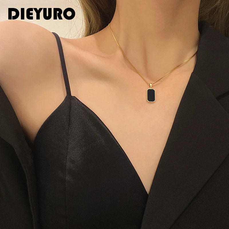 DIEYURO Women's Snake Chain Lariat Necklace | Stainless Steel Adjustable Y-Chain | Anti-Tarnish Trendy Jewellery