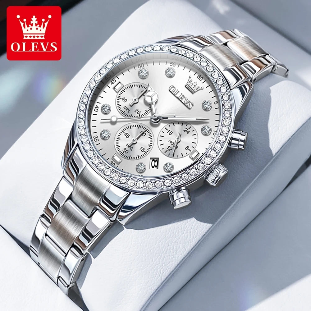 OLEVS luxury women's watch, elegant and modern, high-quality, original, multifunctional, waterproof, and quartz movement.