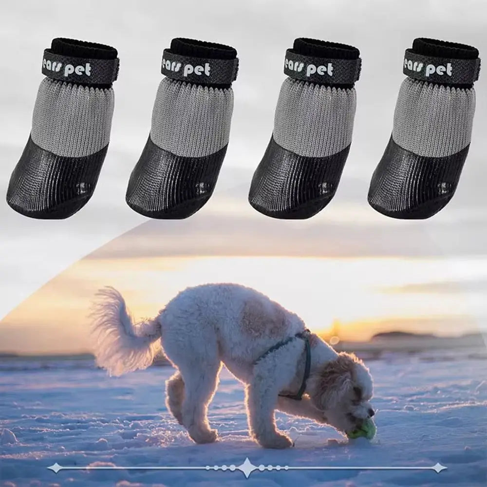 Anti-Slip Dog Shoes (4PCS) | Knitted Paw Protection with Rubber Sole | Non-Slip Puppy/Cat Indoor Footwear