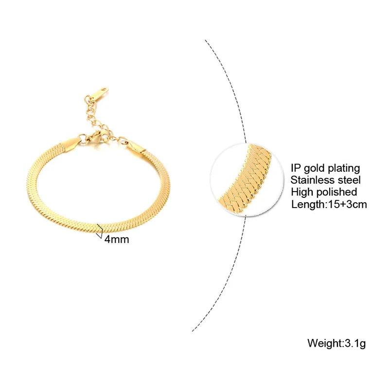Meaeguet Gold Plated Stainless Steel Bracelets | Anti-Tarnish Chain Link Jewellery | Trendy Stacking Styles