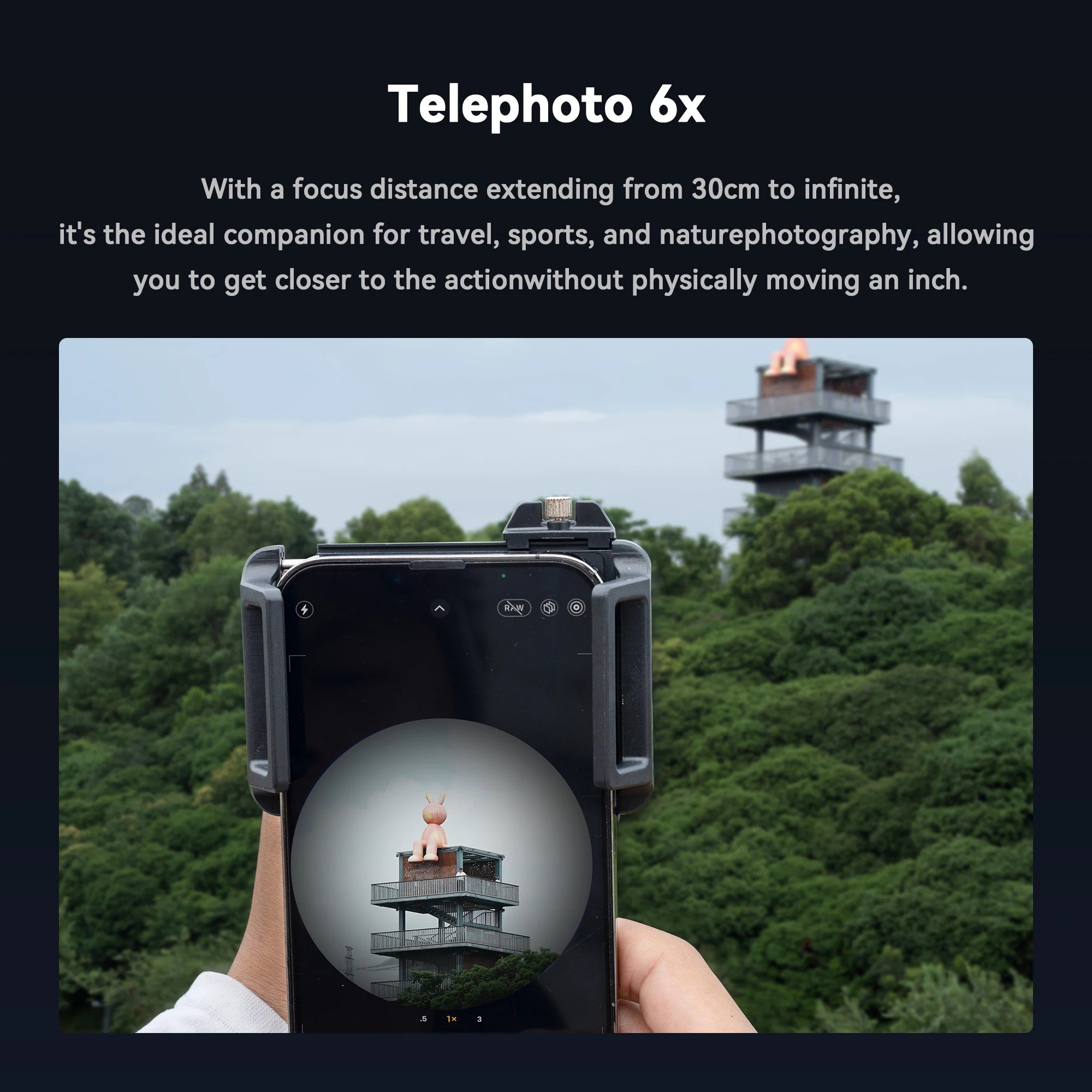 APEXEL 2-in-1 Telephoto Macro Lens Kit | 6X Zoom for Smartphones with 37mm Filter Mount | Universal Mobile Lens Accessories