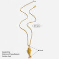 GHIDBK Women's Gold Plated Fish Pendant Necklace | 316L Stainless Steel Waterproof Chain | Trendy Beach Jewellery