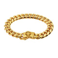 XMSJ Heavy Duty Cuban Link Dog Collar | 304 Stainless Steel, 18K Gold Plated | Quick Release Luxury Chain