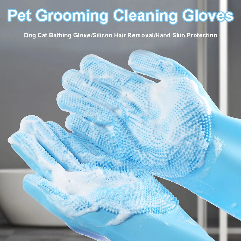 Eco-Friendly Silicone Pet Grooming Gloves | Deshedding, Bathing & Cleaning Mitts | Heat Resistant Multi-Purpose