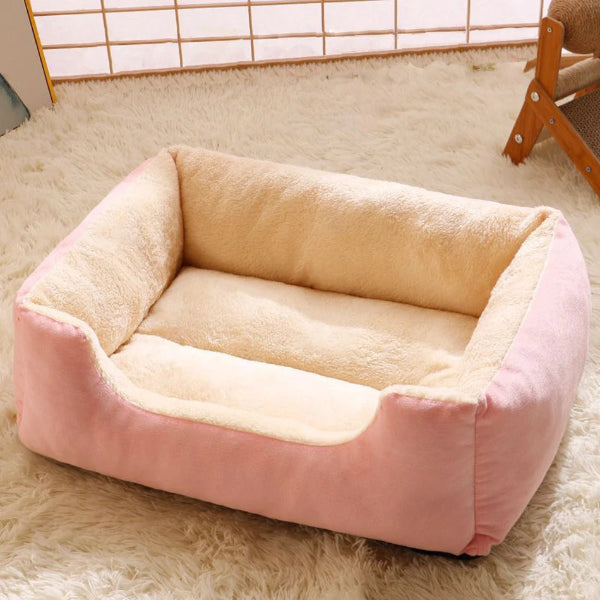 Ultra-Soft Plush Rectangle Pet Bed | Breathable, Short Plush Dog & Cat Nest | Supportive Calming Sofa