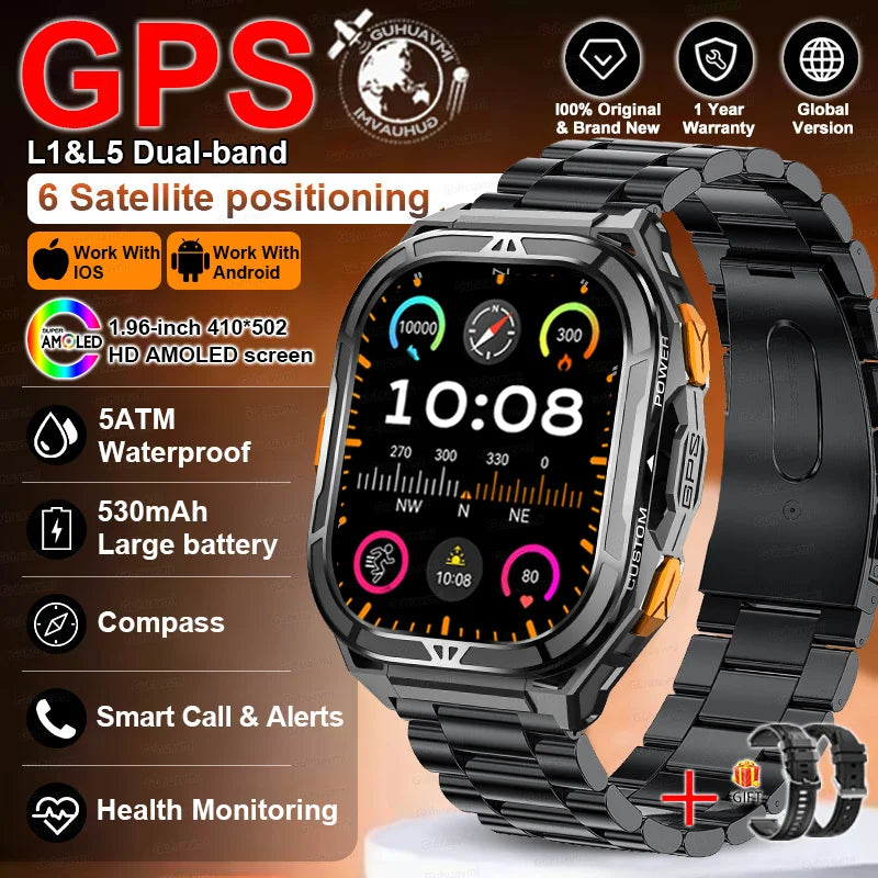 GUHUAVMI TANK X3 ULTRA 2 Smart Watch | Dual-Band L1+L5 GPS | 5ATM Dive Ready | 30-Day Battery Life