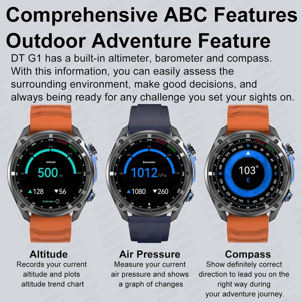 Smartwatch | GUHUAVMI X-Series Outdoor | Video Play | 4GB RAM | AMOLED Screen, GPS | Offline Maps | Military Style | Waterproof up to 30m