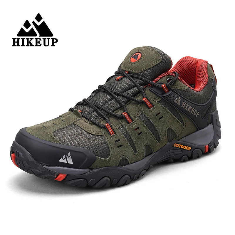 HIKEUP Men's Trekking Shoes | Advanced Non-Slip Rubber Outsole | Suede Leather Hiking Sneakers | Durable