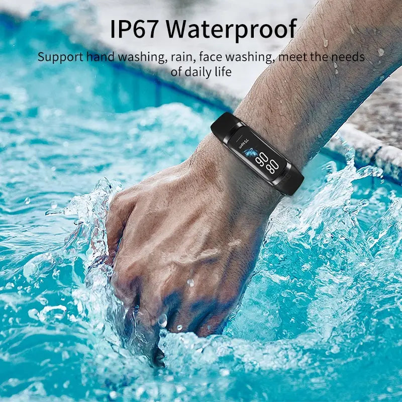 LIGE Unisex Smart Bracelet with AMOLED Display, Heart Rate, Blood Pressure and Physical Activity Monitor, Waterproof.