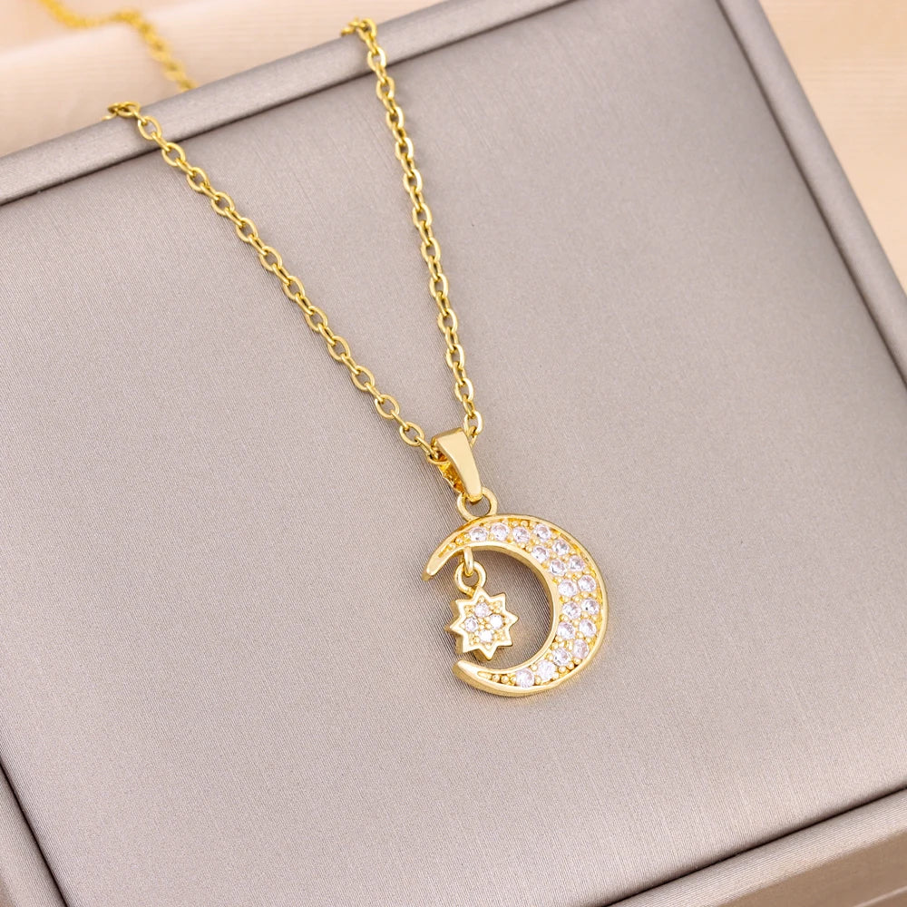 Marisa Women's Solitaire Zirconia Necklace | Stainless Steel Water-Wave Chain | Anti-Tarnish Trendy Jewellery