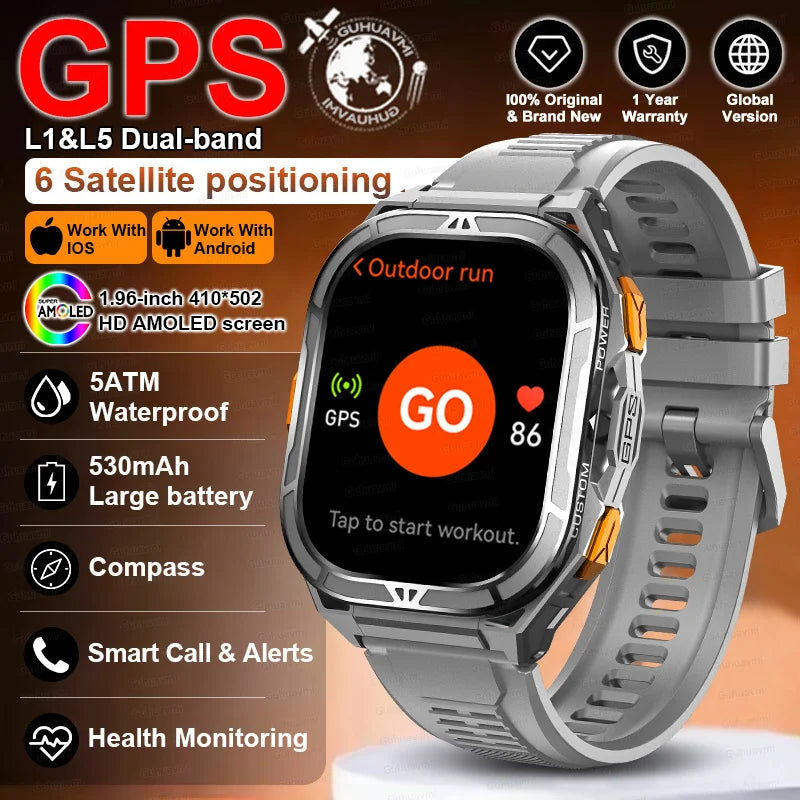 GUHUAVMI TANK X3 ULTRA 2 Smart Watch | Dual-Band L1+L5 GPS | 5ATM Dive Ready | 30-Day Battery Life