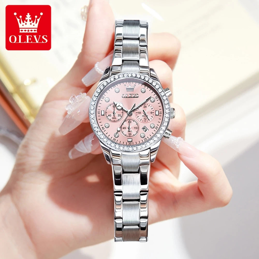 OLEVS luxury women's watch, elegant and modern, high-quality, original, multifunctional, waterproof, and quartz movement.