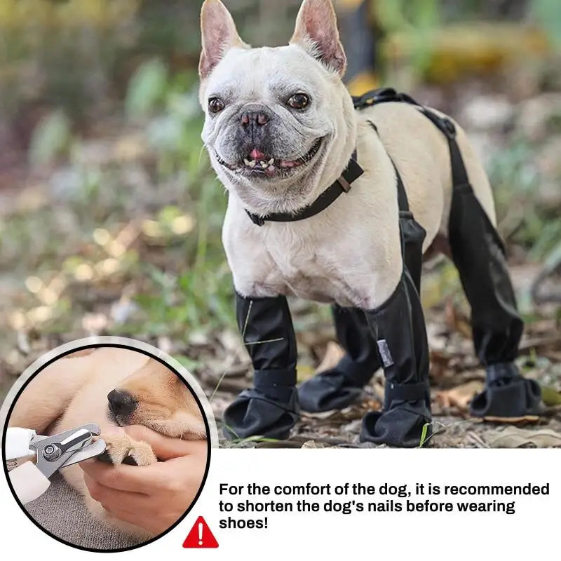 Full-Coverage Dog Paw & Leg Protectors | Adjustable Non-Slip PU Boots with Harness | All-Terrain Protective Footwear