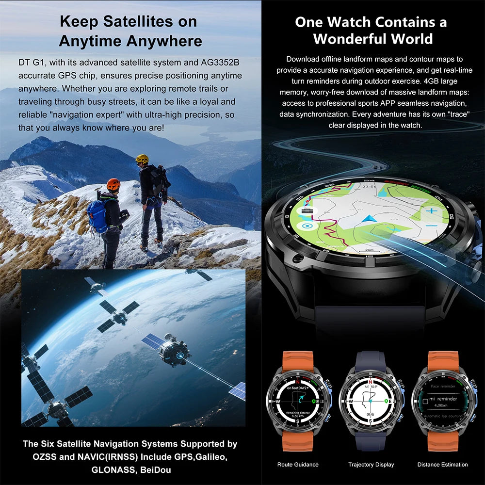 Smartwatch with GPS | PENGAGAR DT G1 – 1.43” AMOLED screen | Water resistant up to 5 ATM | Battery lasts up to 10 days | Bluetooth calling and Alexa compatible
