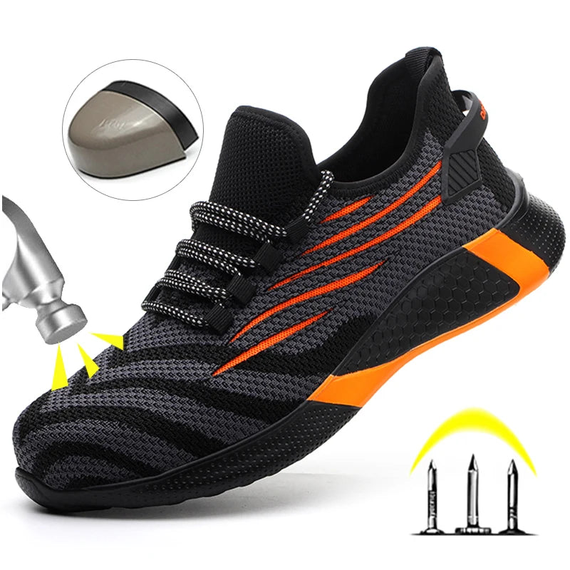 Quanzixuan Ultra-Light Steel Toe Safety Shoes | Kevlar Puncture-Proof | Breathable Mesh Work Sneaker