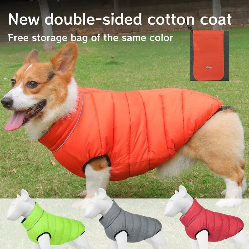 Reversible Double-Sided Puffer Dog Coat | Waterproof, Quilted Warmth & Packable Jacket | Small to Large Dogs