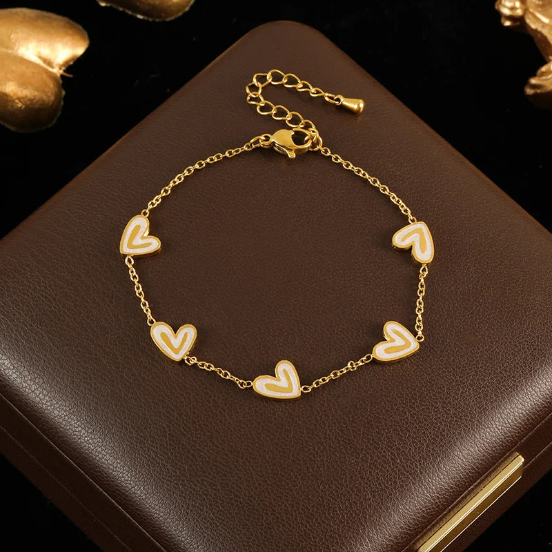 GANEMLY Women's Heart Solitaire Jewellery Set | 316 Stainless Steel Necklace, Bracelet & Studs | Anti-Tarnish