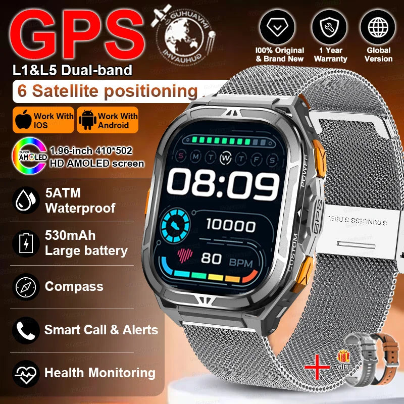 GUHUAVMI TANK X3 ULTRA 2 Smart Watch | Dual-Band L1+L5 GPS | 5ATM Dive Ready | 30-Day Battery Life