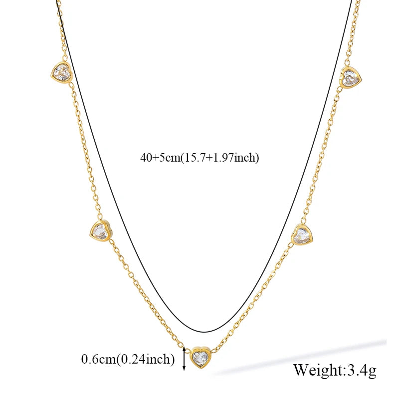 GANEMLY Women's Heart Solitaire Jewellery Set | 316 Stainless Steel Necklace, Bracelet & Studs | Anti-Tarnish