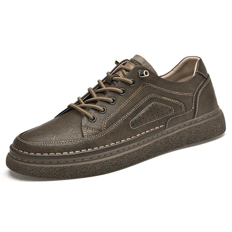 MOGACIILLO Men's Genuine Leather Casual Oxfords | Cow Leather Slip-On Shoe | Breathable & Massage Feature