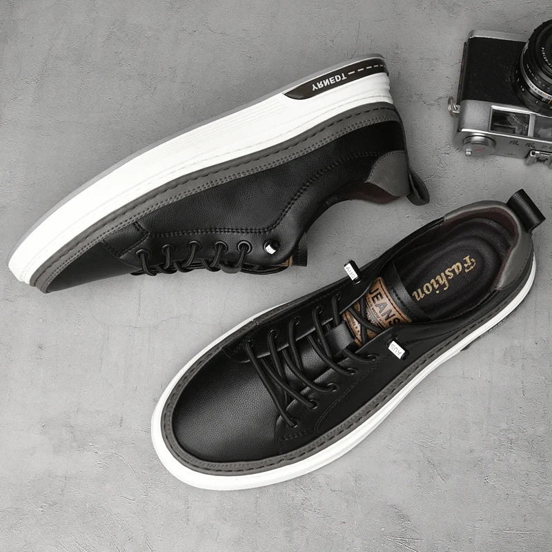 MOGACIILLO 1131 Men's Genuine Leather Casual Trainers | White Cow Leather Slip-On Shoe | Breathable & Massage