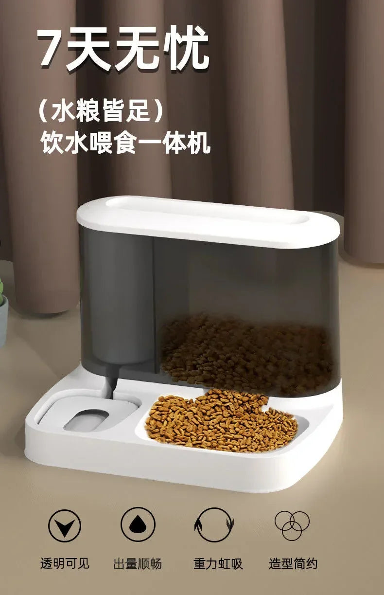 3-in-1 Automatic Cat Feeder with 2.8L Food Storage & 1L Water Dispenser – Integrated Gravity Feeding System