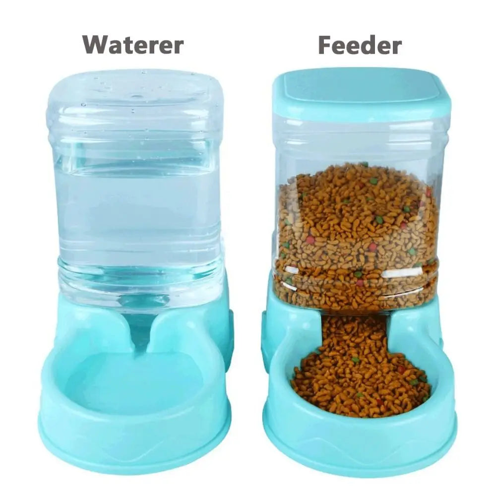 Gravity-Fed Pet Feeder & Waterer | Automatic PP Food Dispenser & Water Bottle | High-Capacity for Cats & Dogs