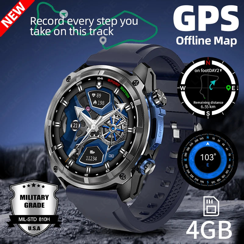 Smartwatch with GPS | LIGE CONQUEROR | 1.43” AMOLED screen | Water resistant up to 3 ATM | 860 mAh battery | Integrated GPS and offline map