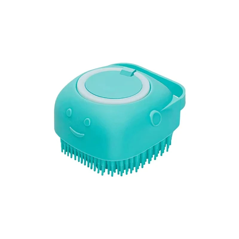 Silicone Pet Bath Brush & Massager for Dogs & Cats | Shampoo Dispensing Grooming Tool