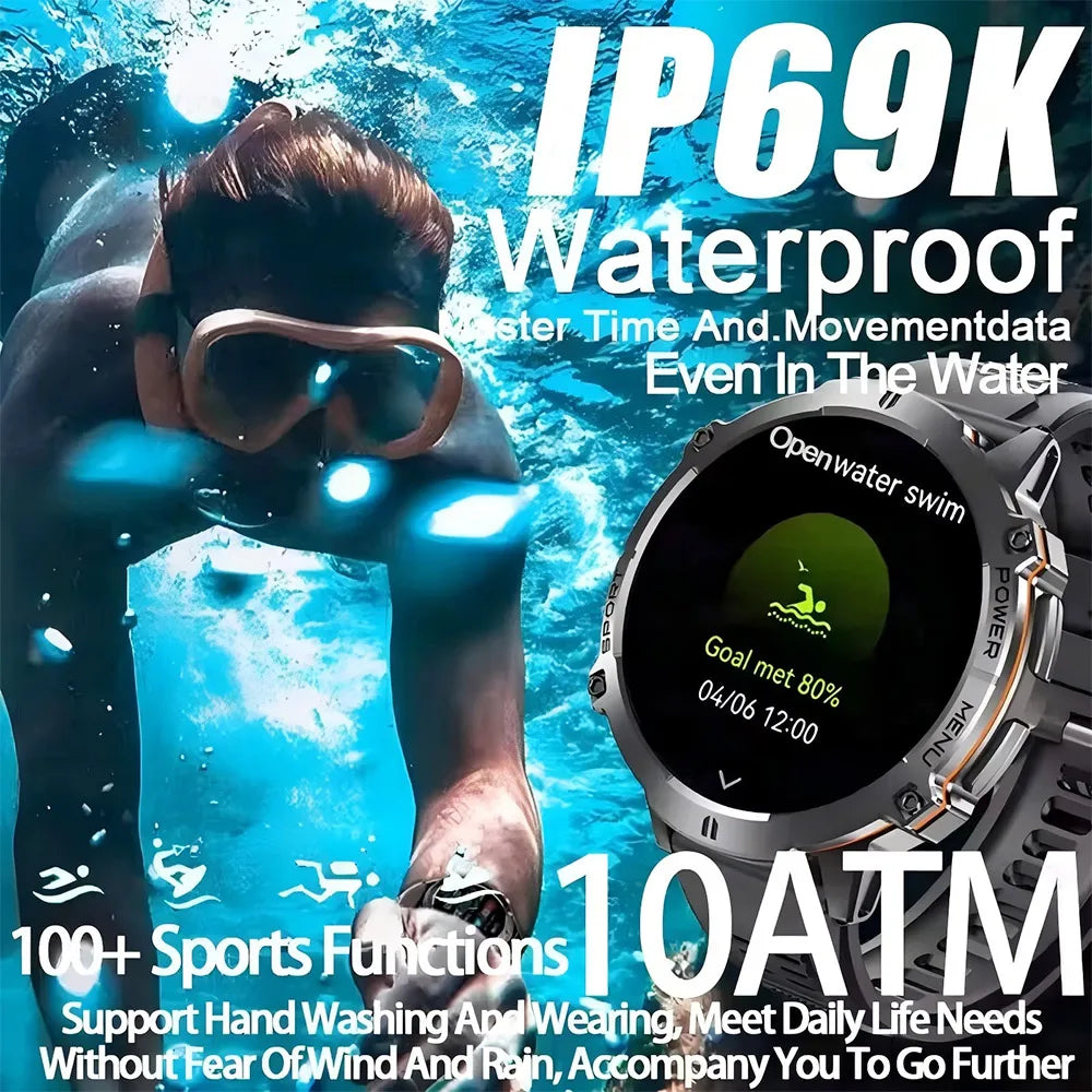 Smartwatch | PENGAGAR TANK X3 | Men's | Water Resistant up to 5 ATM | 1000 mAh Battery | GPS | Compass | Bluetooth | AMOLED Screen