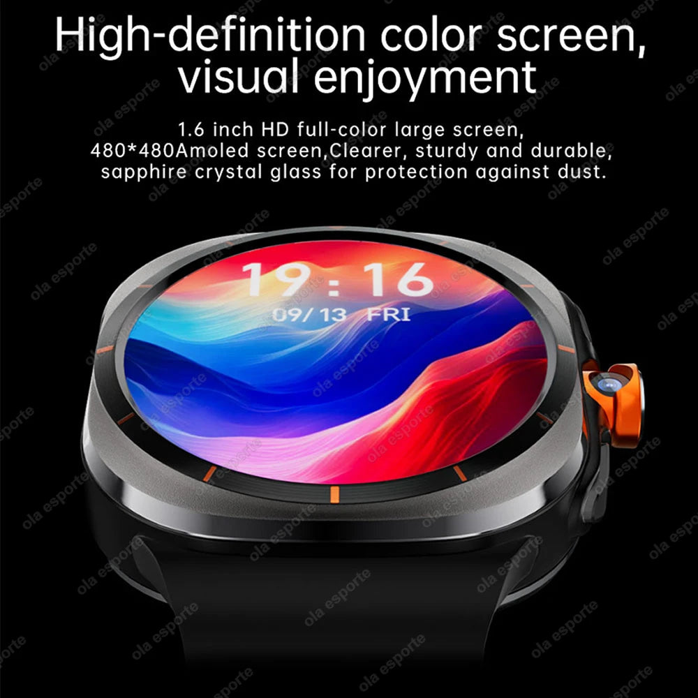 Smartwatch Ultra 8 4/5G, HD 480x480 screen, Heart Rate Monitoring, Camera, NFC, GPS, Compass and 1480mAh Battery.
